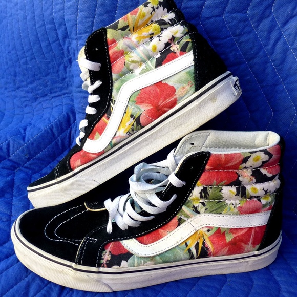 hawaiian floral vans high tops